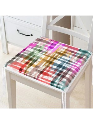 Rem Home Rengirenk Dekoratif Sandalye Minderi Sarı Modern 40 x 40 cm Mutfak Balkon Oturma Minderi