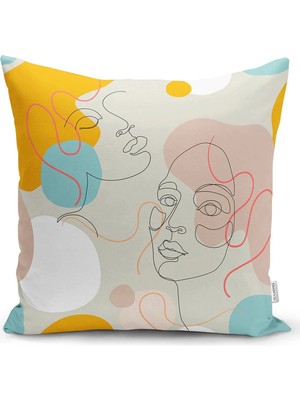 Rem Home Rengirenk Dekoratif Kırlent Kılıfı Sarı 43 x 43 cm Salon Koltuk Kanepe Yastık Kılıfı