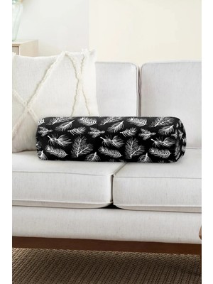 Rem Home Rengirenk Dekoratif Kırlent Kılıfı Beyaz Yaprak 60 x 20 cm Salon Koltuk Kanepe Yastık Kılıfı