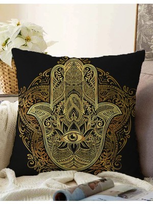 Rem Home Rengirenk Dekoratif Kırlent Kılıfı Siyah 43 x 43 cm Salon Koltuk Kanepe Yastık Kılıfı
