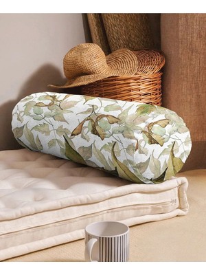 Rem Home Rengirenk Dekoratif Kırlent Kılıfı Beyaz Yaprak 60 x 20 cm Salon Koltuk Kanepe Yastık Kılıfı