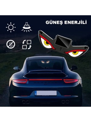  Güneş Enerjili Araba Neon Işığı Kablosuz Havalı Şeytan Gözü LED Ortam Işığı Vakumlu Devil's Eye