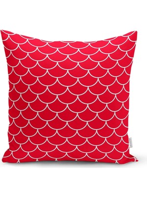 Rem Home Rengirenk Dekoratif Kırlent Kılıfı Kırmızı 43 x 43 cm Salon Koltuk Kanepe Yastık Kılıfı