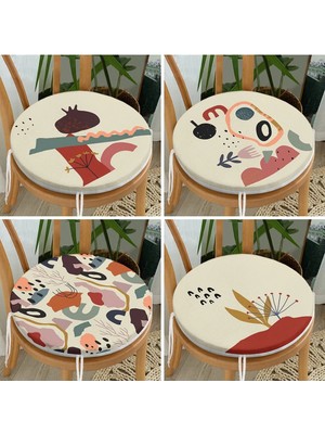 Rem Home Rengirenk Dekoratif Sandalye Minderi Sarı Yuvarlak 40 x 40 cm Mutfak Balkon Oturma Minderi