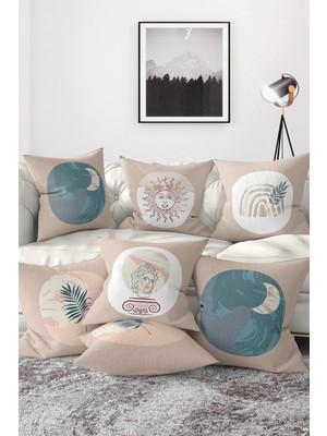 Rem Home Rengirenk Dekoratif Kırlent Kılıfı Sarı Etnik 45 x 45 cm Salon Koltuk Kanepe Yastık Kılıfı
