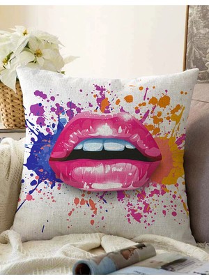 Rem Home Rengirenk Dekoratif Kırlent Kılıfı Sarı 43 x 43 cm Salon Koltuk Kanepe Yastık Kılıfı