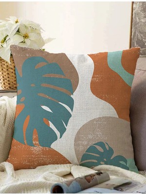 Rem Home Rengirenk Dekoratif Kırlent Kılıfı Yaprak 43 x 43 cm Salon Koltuk Kanepe Yastık Kılıfı