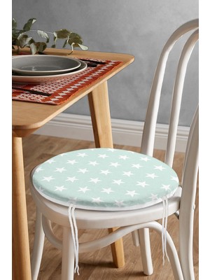 Rem Home Rengirenk Dekoratif Sandalye Minderi Yıldız Yuvarlak 40 x 40 cm Mutfak Balkon Oturma Minderi