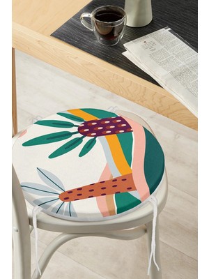 Rem Home Rengirenk Dekoratif Sandalye Minderi Modern Yuvarlak 40 x 40 cm Mutfak Balkon Oturma Minderi