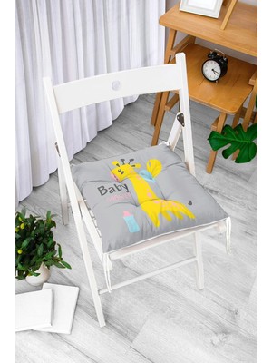 Rem Home Rengirenk Dekoratif Sandalye Minderi Sarı 40 x 40 cm Mutfak Balkon Oturma Minderi