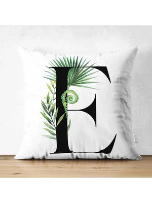 Rem Home Rengirenk Dekoratif Kırlent Kılıfı Beyaz Yaprak 43 x 43 cm Salon Koltuk Kanepe Yastık Kılıfı