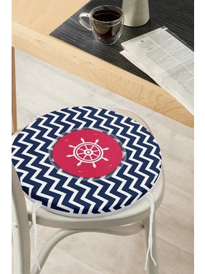 Rem Home Rengirenk Dekoratif Sandalye Minderi Geometrik Yuvarlak 40 x 40 cm Mutfak Balkon Oturma Minderi