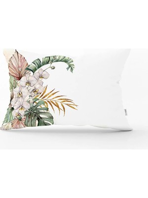 Rem Home Rengirenk Dekoratif Kırlent Kılıfı Yaprak 35 x 55 cm Salon Koltuk Kanepe Yastık Kılıfı