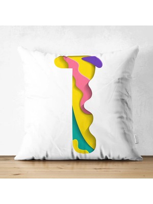 Rem Home Rengirenk Dekoratif Kırlent Kılıfı Beyaz Modern 43 x 43 cm Salon Koltuk Kanepe Yastık Kılıfı