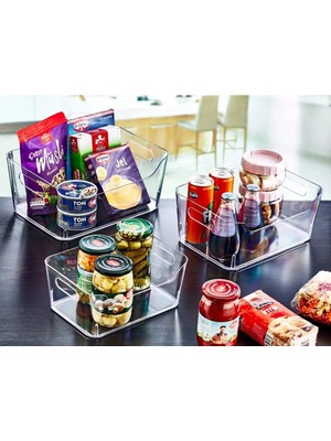 St. Morritz 3 Lt Clear Buzdolabı & Dolap Içi Düzenleyici Organizer 3 Adet 22CM X16CM X95MM EP-435