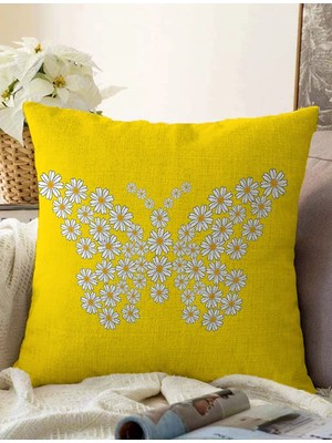 Rem Home Rengirenk Dekoratif Kırlent Kılıfı Sarı 43 x 43 cm Salon Koltuk Kanepe Yastık Kılıfı
