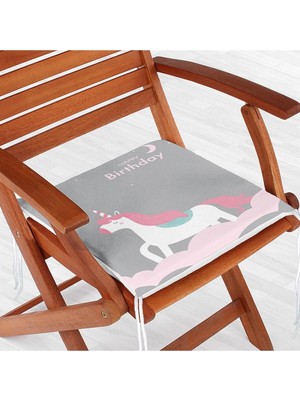 Rem Home Rengirenk Dekoratif Sandalye Minderi Gri Modern 40 x 40 cm Mutfak Balkon Oturma Minderi