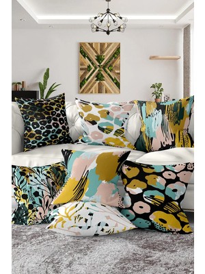 Rem Home Rengirenk Dekoratif Kırlent Kılıfı 45 x 45 cm Salon Koltuk Kanepe Yastık Kılıfı