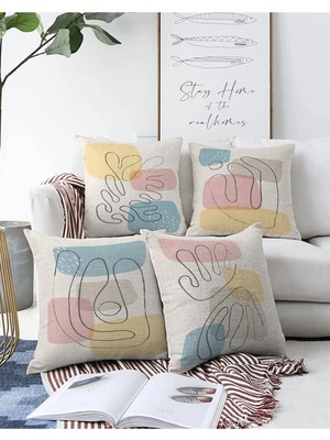 Rem Home Rengirenk Dekoratif Kırlent Kılıfı Modern 43 x 43 cm Salon Koltuk Kanepe Yastık Kılıfı