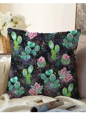 Rem Home Rengirenk Dekoratif Kırlent Kılıfı Siyah Modern 43 x 43 cm Salon Koltuk Kanepe Yastık Kılıfı