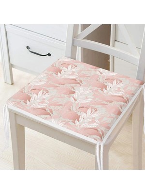 Rem Home Rengirenk Dekoratif Sandalye Minderi Gri Yaprak 40 x 40 cm Mutfak Balkon Oturma Minderi