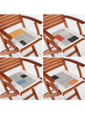 Rem Home Rengirenk Dekoratif Sandalye Minderi Sarı Modern 40 x 40 cm Mutfak Balkon Oturma Minderi