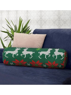 Rem Home Rengirenk Dekoratif Kırlent Kılıfı Yeşil 60 x 20 cm Salon Koltuk Kanepe Yastık Kılıfı