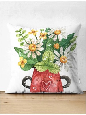 Rem Home Rengirenk Dekoratif Kırlent Kılıfı Sarı 43 x 43 cm Salon Koltuk Kanepe Yastık Kılıfı