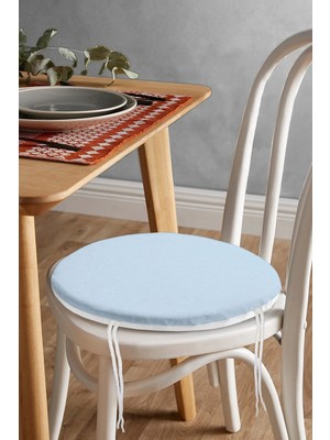 Rem Home Rengirenk Dekoratif Sandalye Minderi Mavi Yuvarlak 40 x 40 cm Mutfak Balkon Oturma Minderi