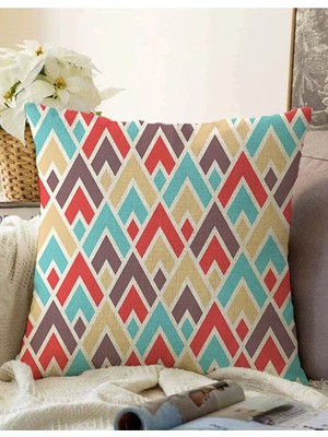 Rem Home Rengirenk Dekoratif Kırlent Kılıfı 43 x 43 cm Salon Koltuk Kanepe Yastık Kılıfı