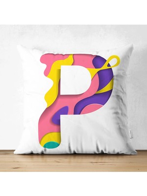 Rem Home Rengirenk Dekoratif Kırlent Kılıfı Beyaz Modern 43 x 43 cm Salon Koltuk Kanepe Yastık Kılıfı