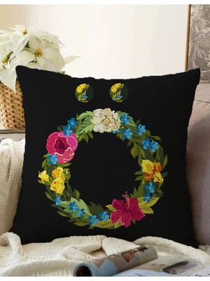 Rem Home Rengirenk Dekoratif Kırlent Kılıfı Siyah 43 x 43 cm Salon Koltuk Kanepe Yastık Kılıfı