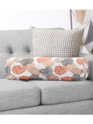 Rem Home Rengirenk Dekoratif Kırlent Kılıfı Beyaz Yaprak 60 x 20 cm Salon Koltuk Kanepe Yastık Kılıfı