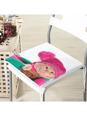 Rem Home Rengirenk Dekoratif Sandalye Minderi Pembe Modern 40 x 40 cm Mutfak Balkon Oturma Minderi