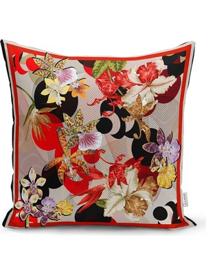 Rem Home Rengirenk Dekoratif Kırlent Kılıfı Beyaz Modern 43 x 43 cm Salon Koltuk Kanepe Yastık Kılıfı