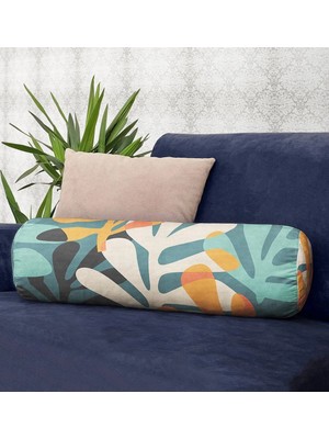 Rem Home Rengirenk Dekoratif Kırlent Kılıfı Yaprak 60 x 20 cm Salon Koltuk Kanepe Yastık Kılıfı