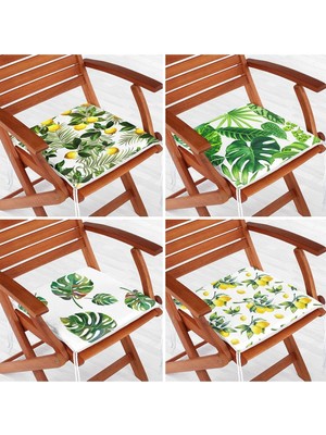 Rem Home Rengirenk Dekoratif Sandalye Minderi Yaprak 40 x 40 cm Mutfak Balkon Oturma Minderi
