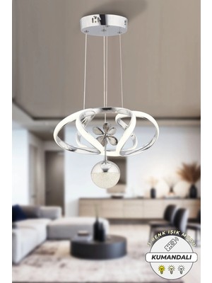 St. Morritz Alfa Kumandalı 3 Renk Işık Özellikli Modern Krom Kaplama Sarkıt LED Avize Salon Avize