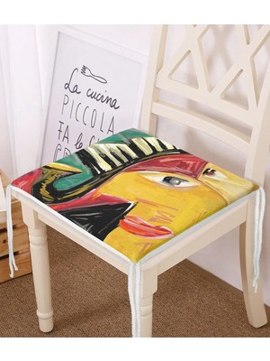 Rem Home Rengirenk Dekoratif Sandalye Minderi Soyut 40 x 40 cm Mutfak Balkon Oturma Minderi