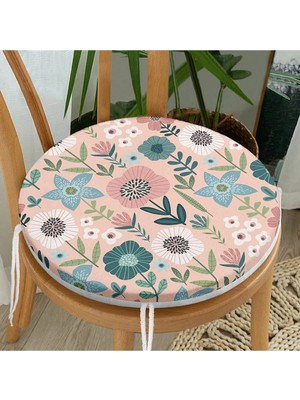 Rem Home Rengirenk Dekoratif Sandalye Minderi Modern Yuvarlak 40 x 40 cm Mutfak Balkon Oturma Minderi
