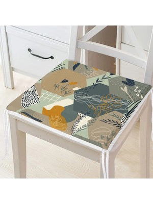 Rem Home Rengirenk Dekoratif Sandalye Minderi Sarı Geometrik 40 x 40 cm Mutfak Balkon Oturma Minderi