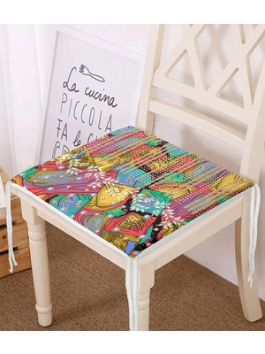 Rem Home Rengirenk Dekoratif Sandalye Minderi Modern 40 x 40 cm Mutfak Balkon Oturma Minderi