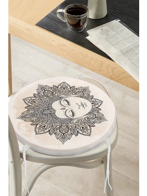 Rem Home Rengirenk Dekoratif Sandalye Minderi Sarı Modern Yuvarlak 40 x 40 cm Mutfak Balkon Oturma Minderi