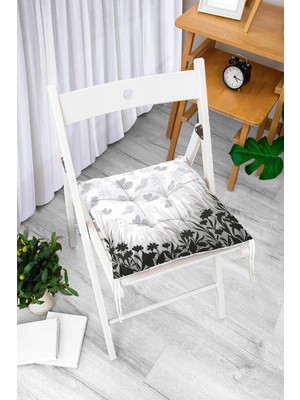 Rem Home Rengirenk Dekoratif Sandalye Minderi Beyaz Hayvan Bağcıklı 40 x 40 cm Mutfak Balkon Oturma Minderi