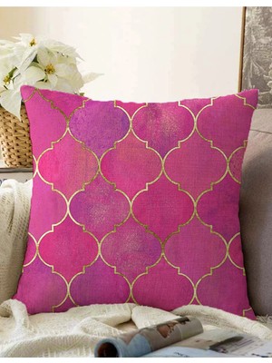 Rem Home Rengirenk Dekoratif Kırlent Kılıfı Pembe 43 x 43 cm Salon Koltuk Kanepe Yastık Kılıfı
