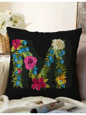 Rem Home Rengirenk Dekoratif Kırlent Kılıfı Siyah 43 x 43 cm Salon Koltuk Kanepe Yastık Kılıfı