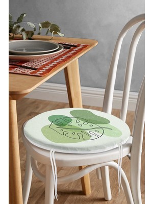 Rem Home Rengirenk Dekoratif Sandalye Minderi Yaprak Yuvarlak 40 x 40 cm Mutfak Balkon Oturma Minderi