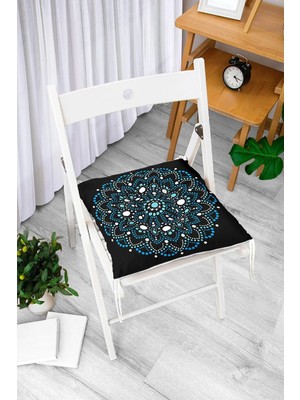 Rem Home Rengirenk Dekoratif Sandalye Minderi Beyaz Hayvan Bağcıklı 40 x 40 cm Mutfak Balkon Oturma Minderi