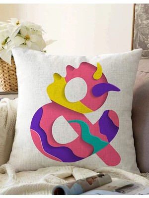 Rem Home Rengirenk Dekoratif Kırlent Kılıfı Beyaz 43 x 43 cm Salon Koltuk Kanepe Yastık Kılıfı