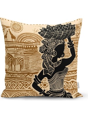 Rem Home Rengirenk Dekoratif Kırlent Kılıfı Etnik 43 x 43 cm Salon Koltuk Kanepe Yastık Kılıfı